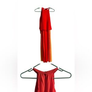 Skies are blue, coral red pink maxi dress